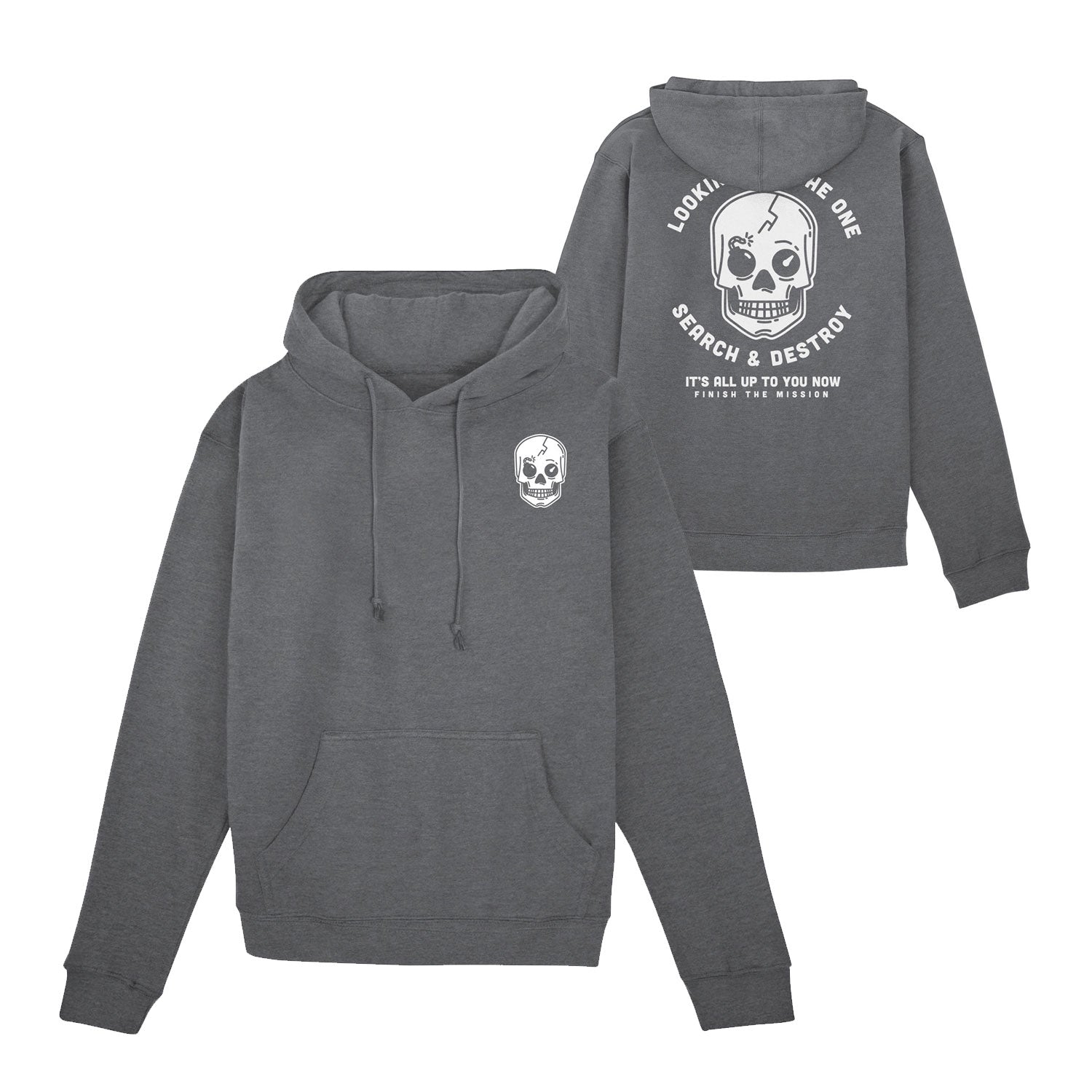 Call of Duty Search & Destroy Skull Logo Grey Hoodie - Front and back views
