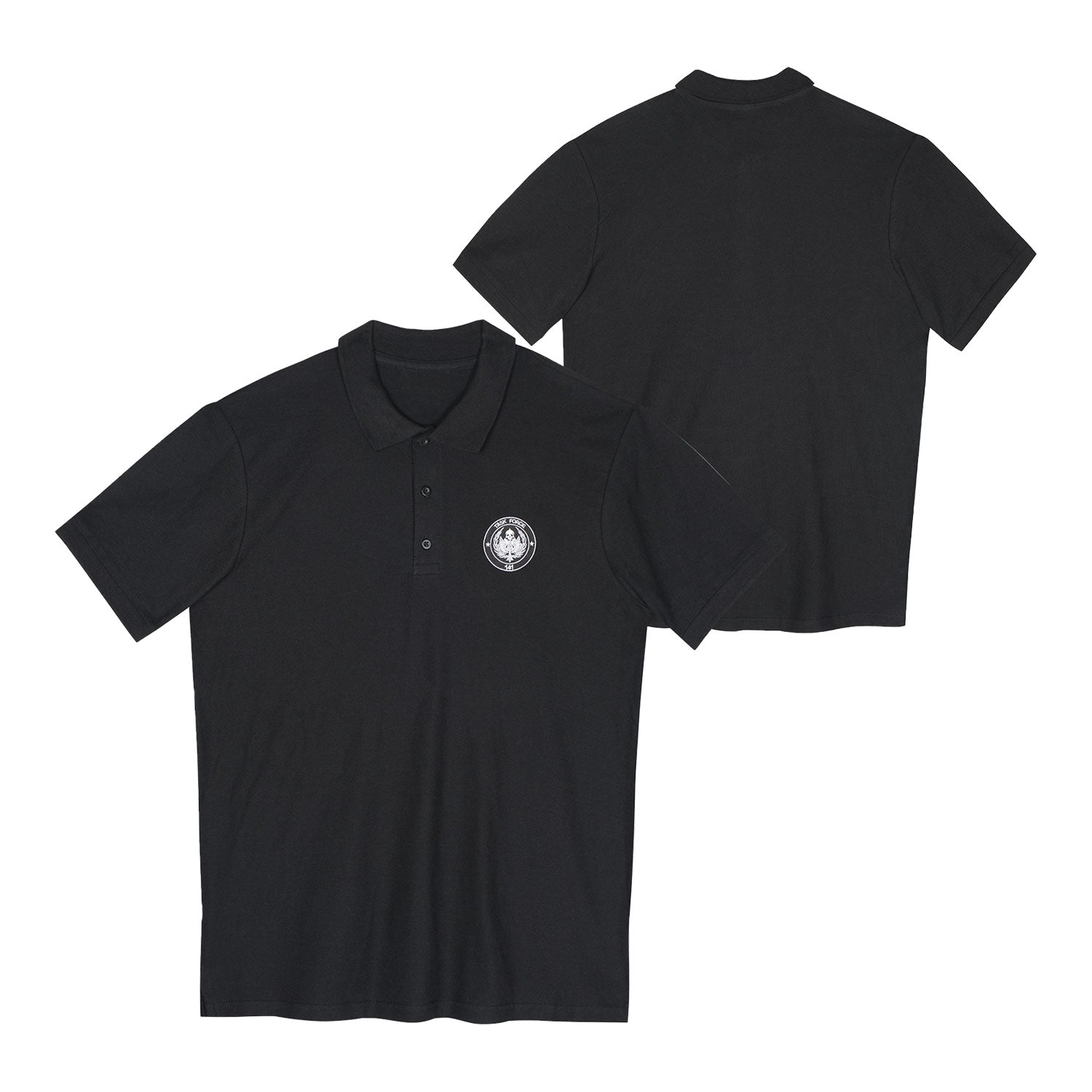 Call of Duty Taskforce 141 Embroidered Black Polo - Front and Back View