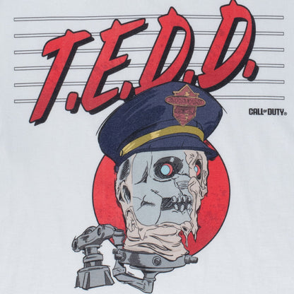 Call of Duty: Black Ops 7 T.E.D.D. White T-Shirt - Close Up View
