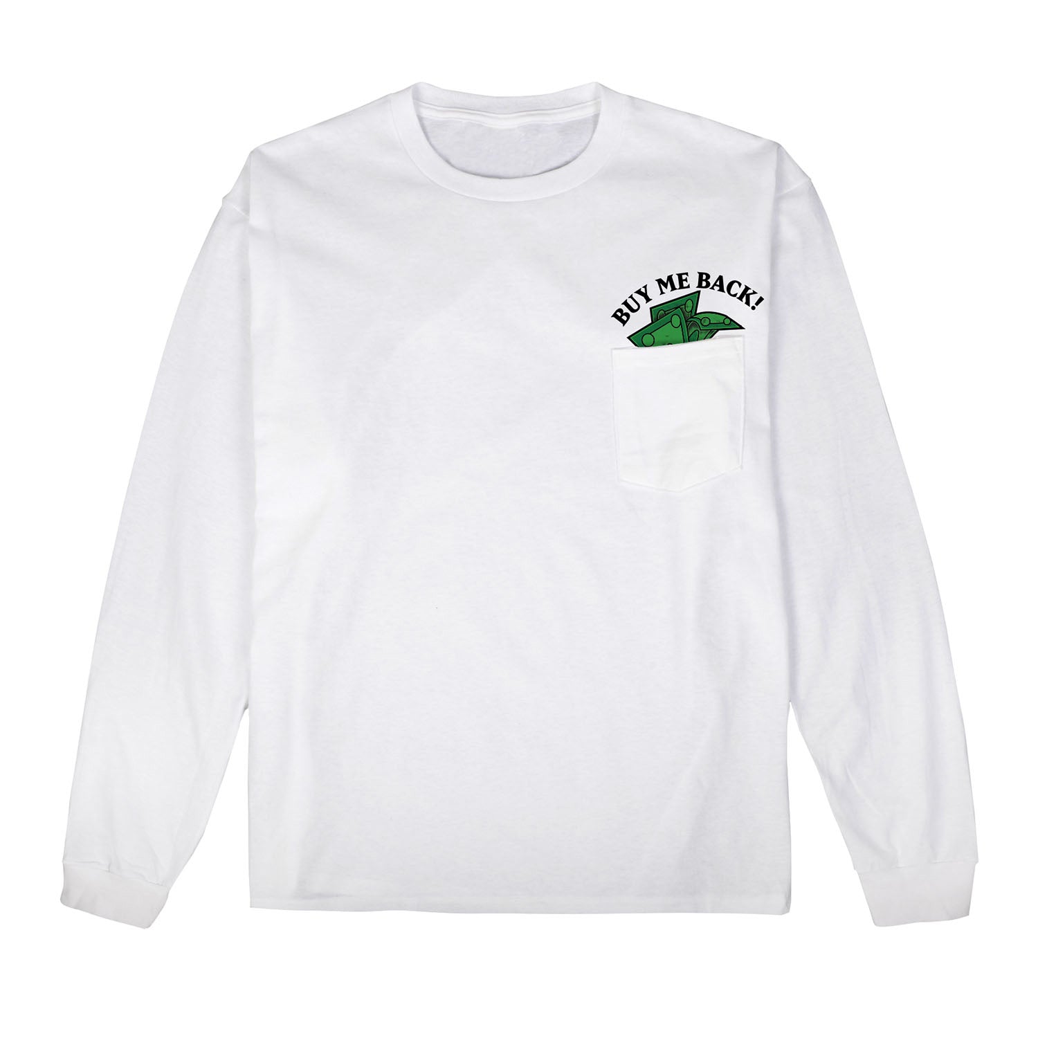 Call of Duty White Buy Me Back Long Sleeve Front Pocket T-Shirt - Front View