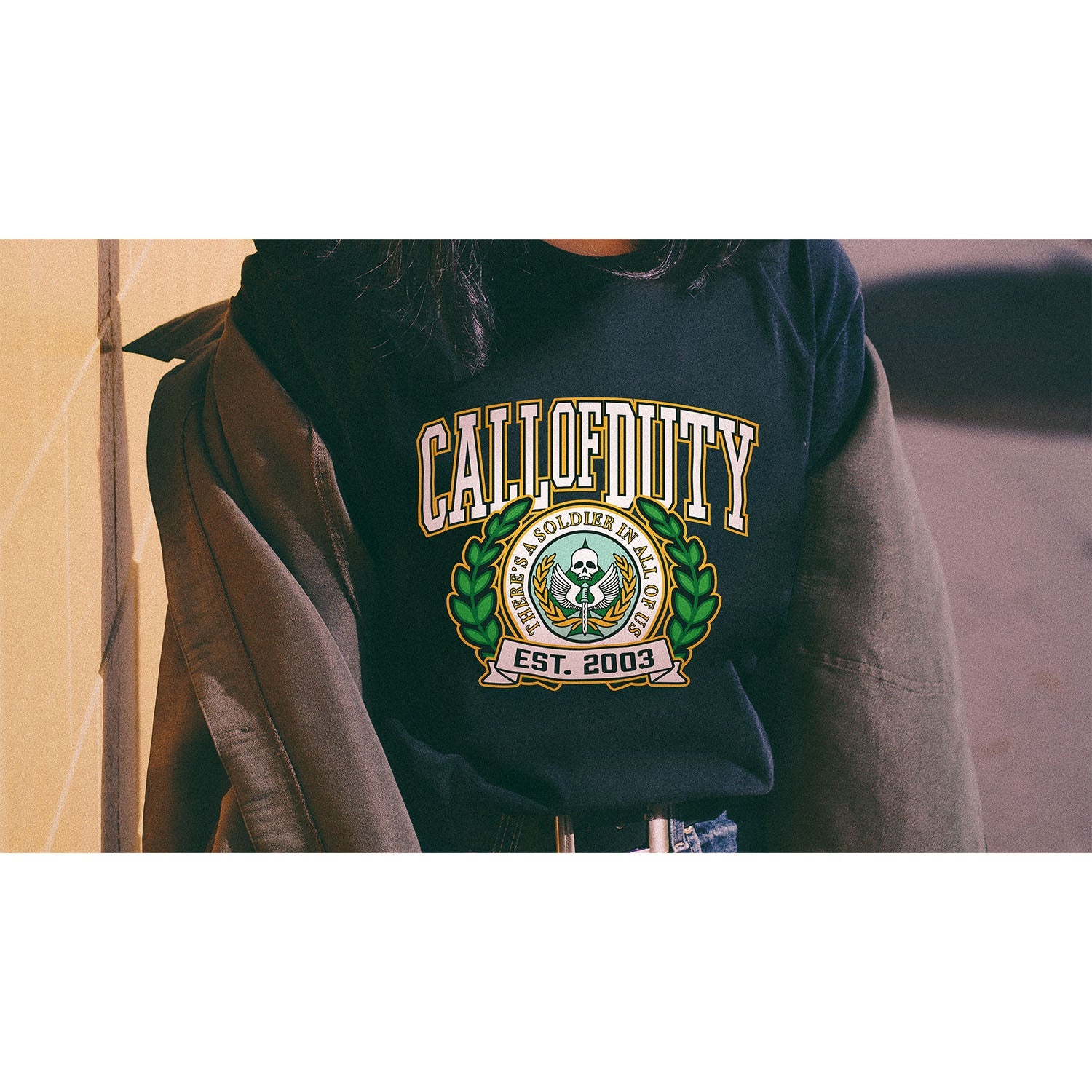 Call of Duty Black Alma Mater Crewneck Sweatshirt - Second Model Shot
