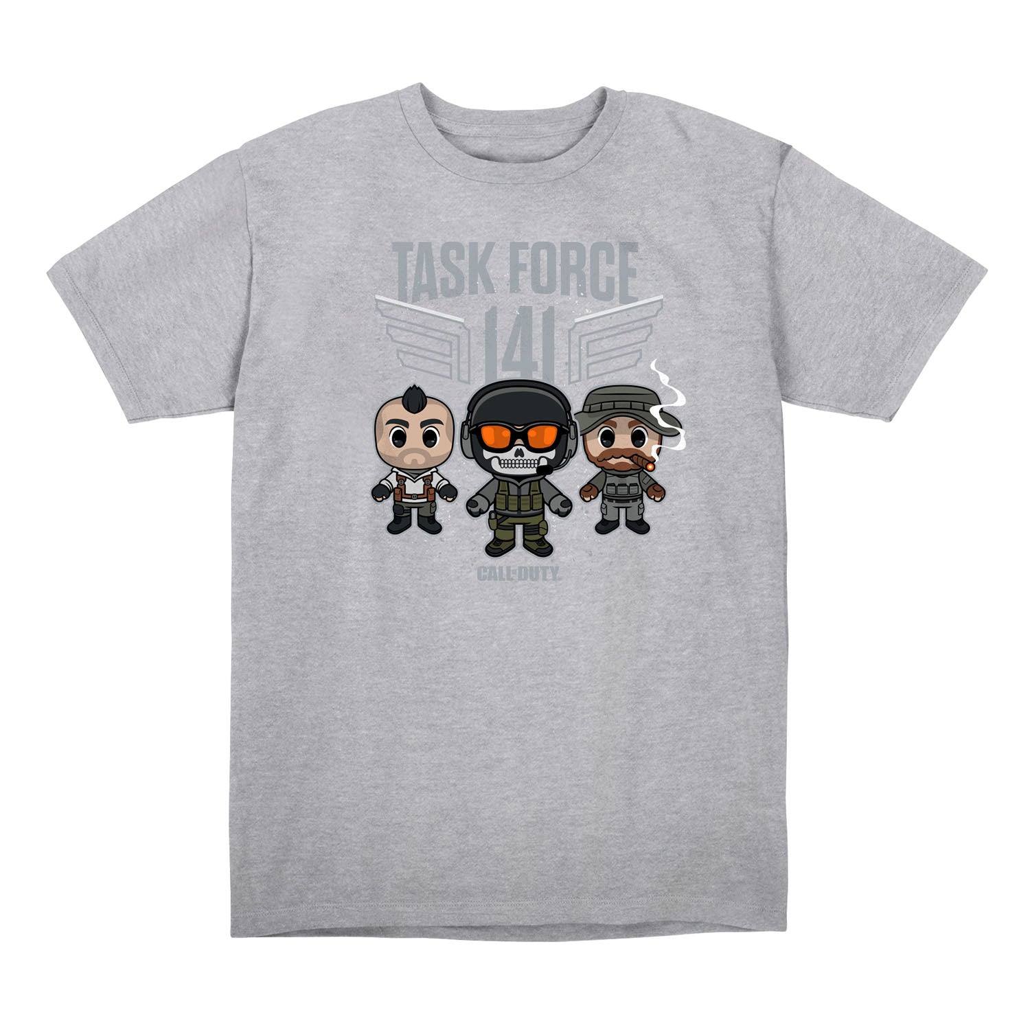 Call of Duty Chibi Task Force 141 Ash Heather T-Shirt - Front View