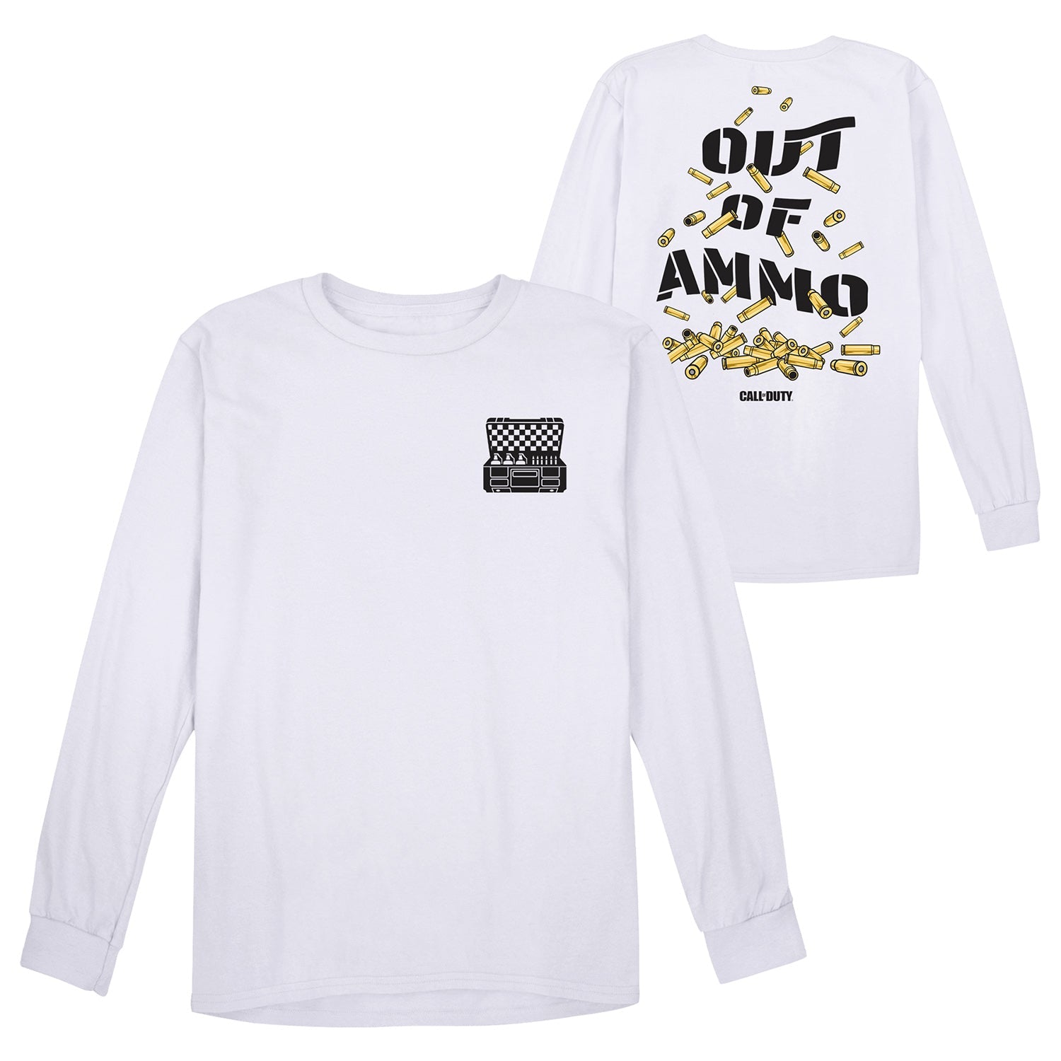 Call of Duty White Out Of Ammo Long Sleeve T-Shirt - Front and Back View